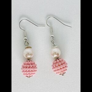 Charming Pink Beaded Earrings with Pearls